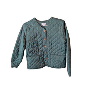 Croft & Barrow Jacket Womens Sz Medium Green Pine Grove Button Front Quilted